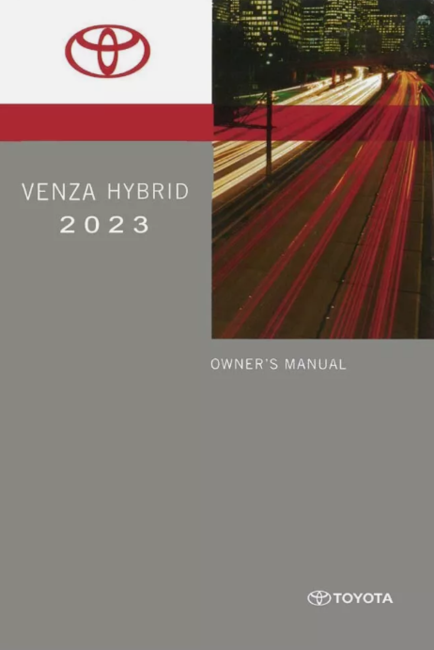 2023 Toyota Venza Hybrid Owner's Manual